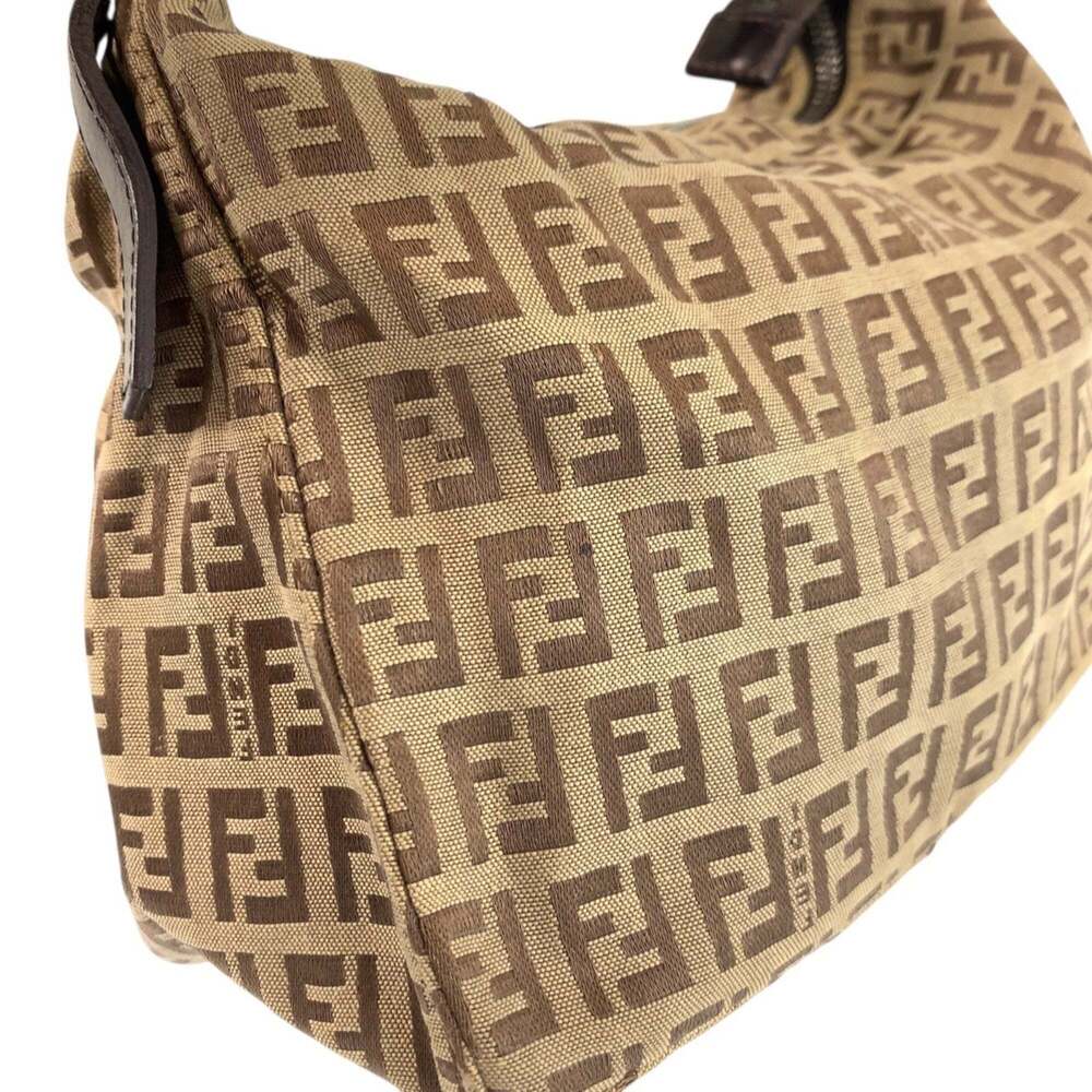 FENDI Zucchino Brown Beige Canvas Leather Handbag 8N0005 for Women - Picture 5 of 9